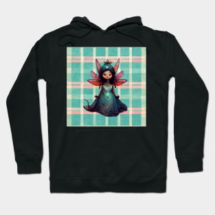 Sweet little fairy princess with wings against a plaid background. Hoodie